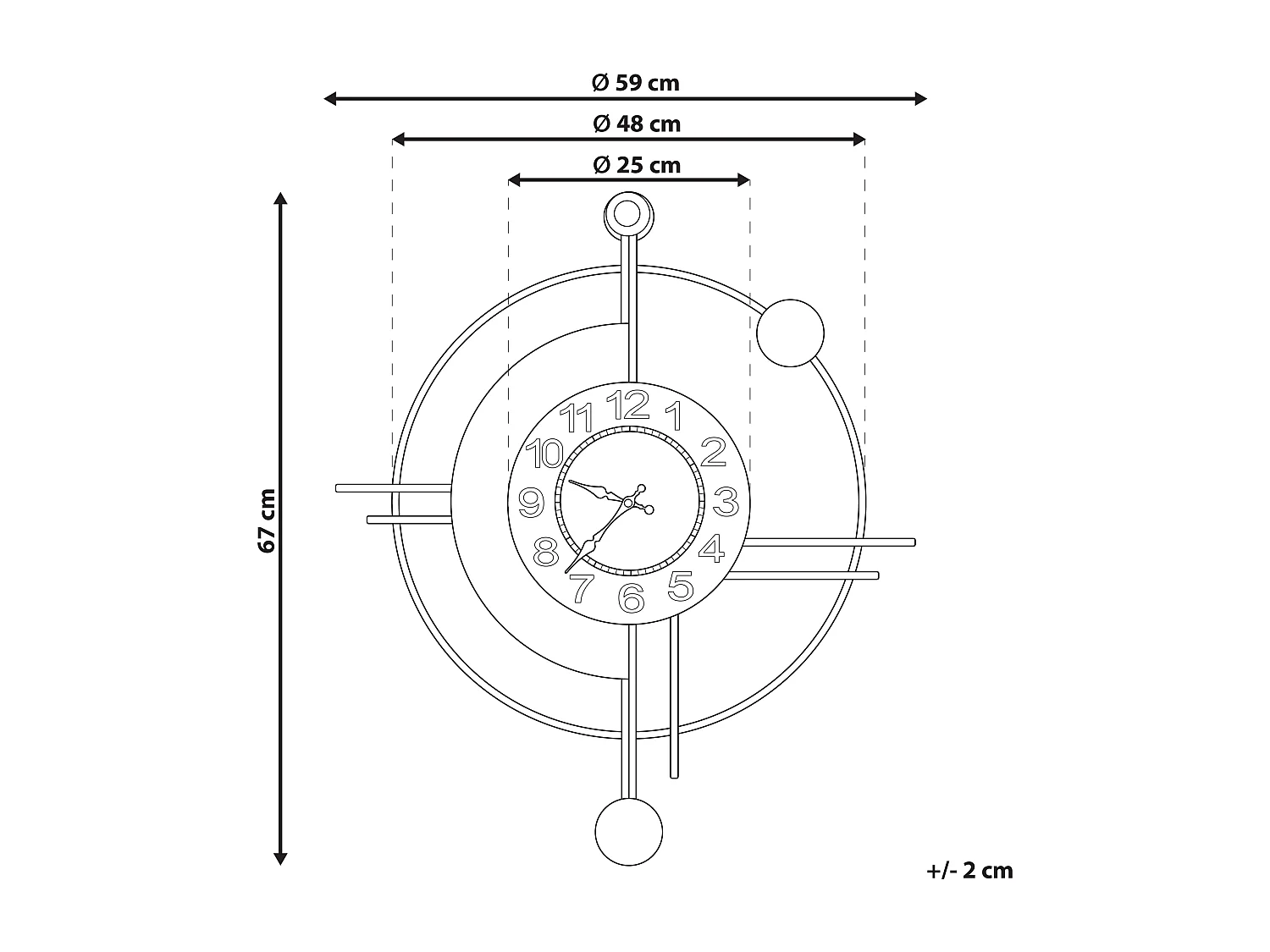 Horloge murale ALLOGNY 59 cm Métal Doré