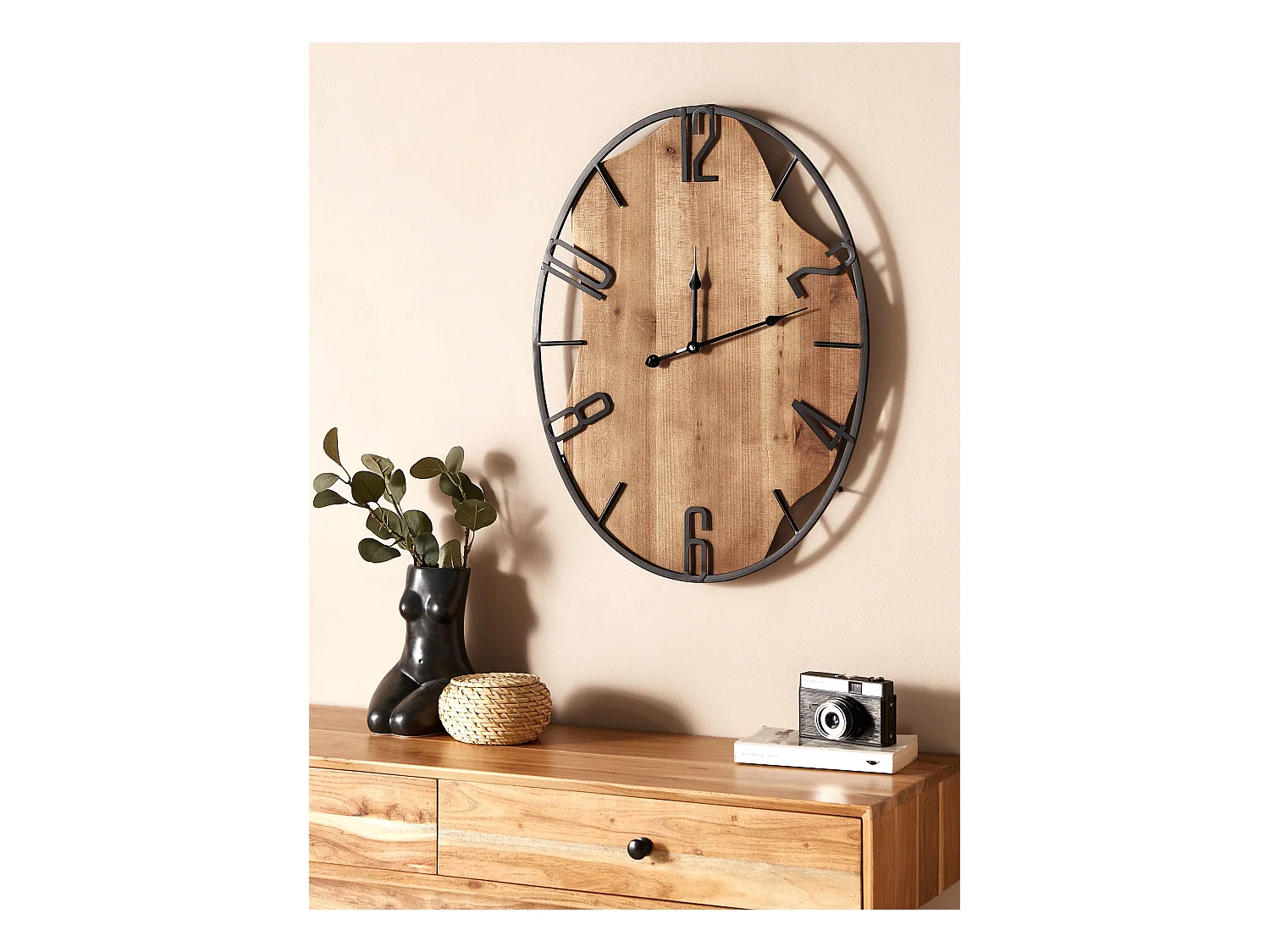Horloge murale MEYNES 46 cm Métal Noir