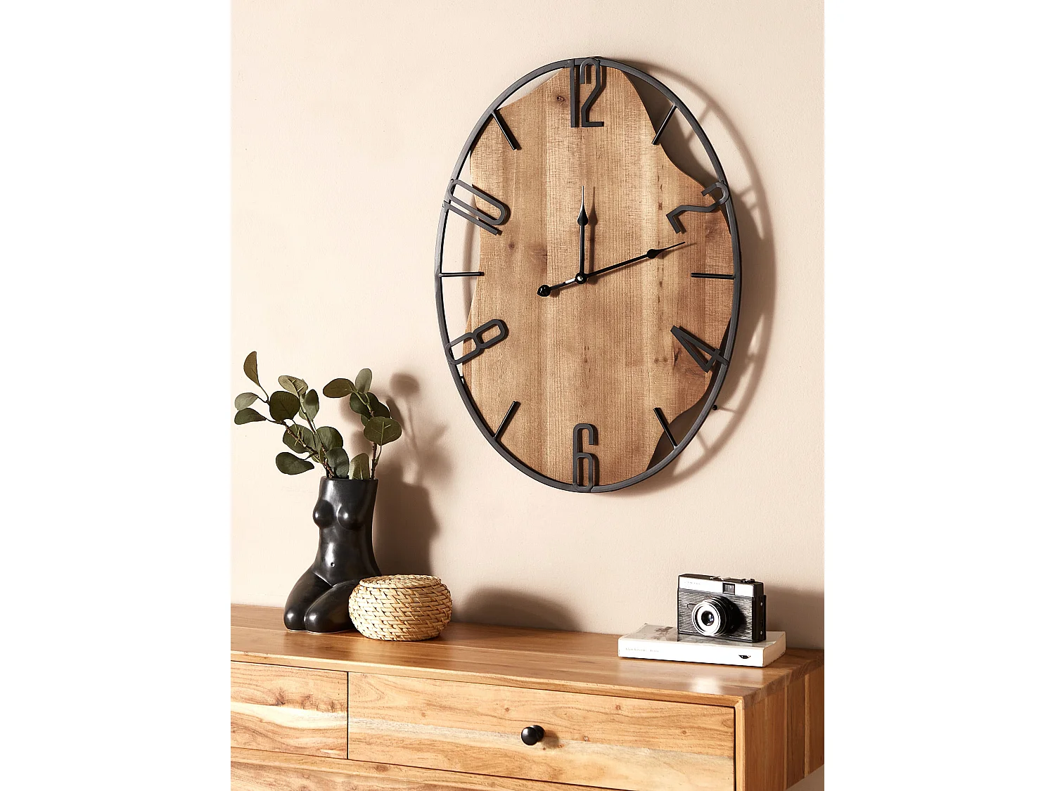Horloge murale MEYNES 46 cm Métal Noir