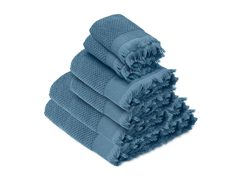 Parure de bain TETHYS 6 pièces micro-coton bleu Orage