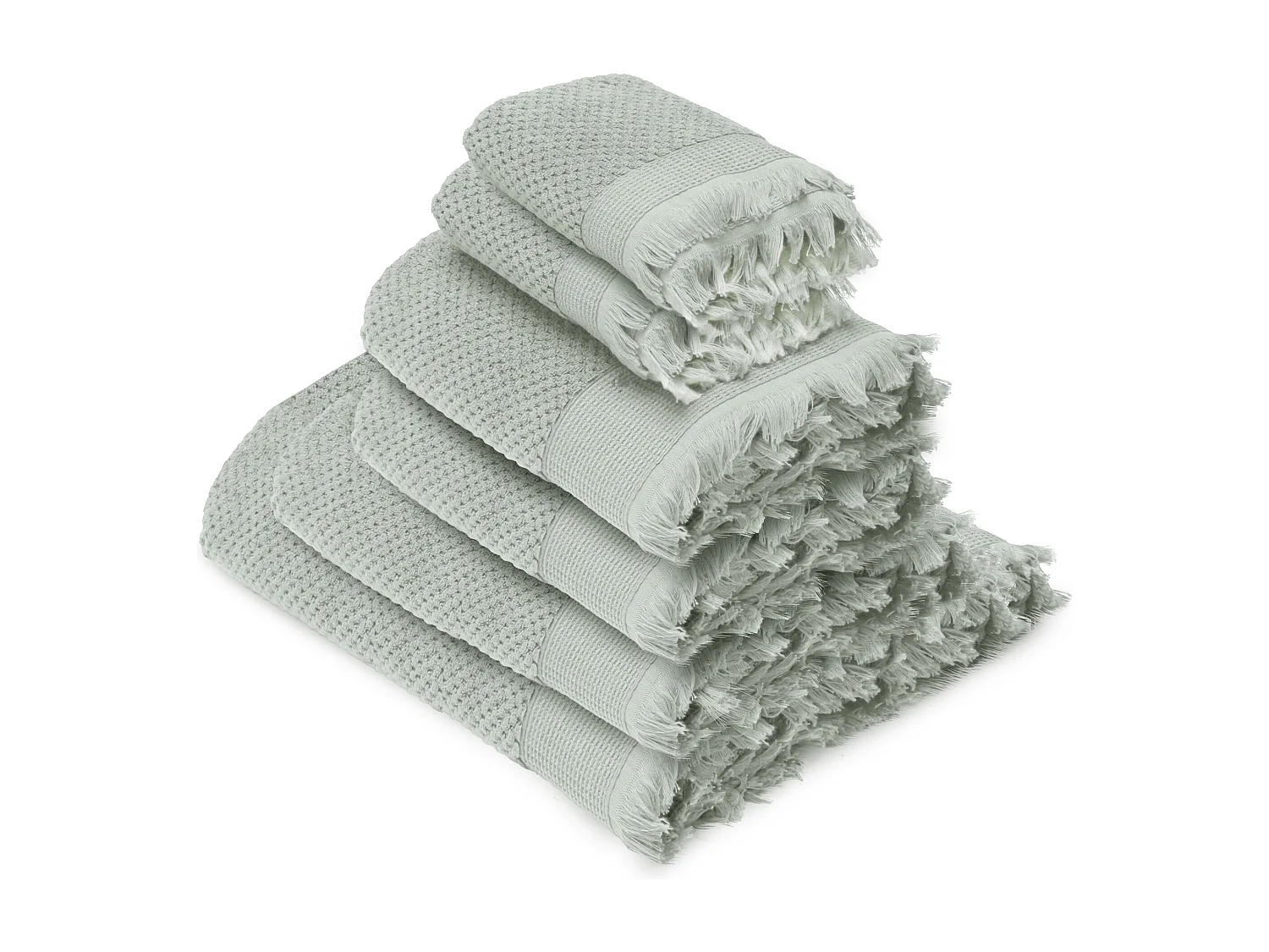 Parure de bain TETHYS 6 pièces micro-coton vert Lichen