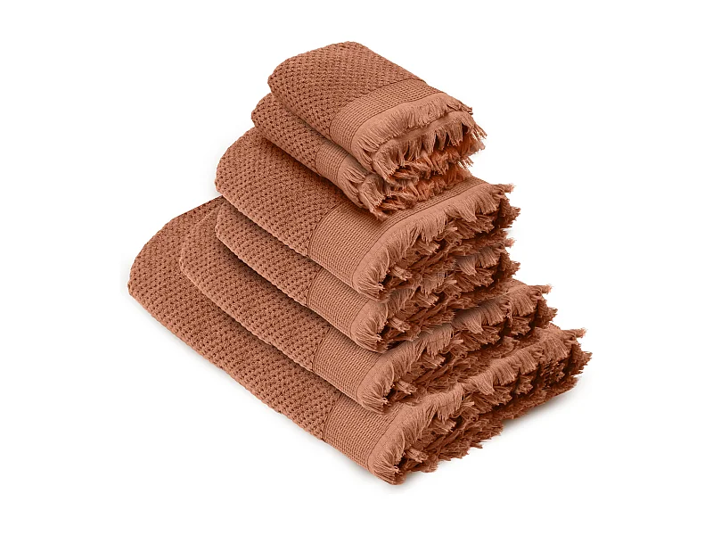 Parure de bain TETHYS 6 pièces micro-coton orange Terre