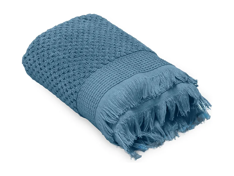 Drap de bain jacquard 550 g/m² 95x140 cm TETHYS micro-coton bleu Orage