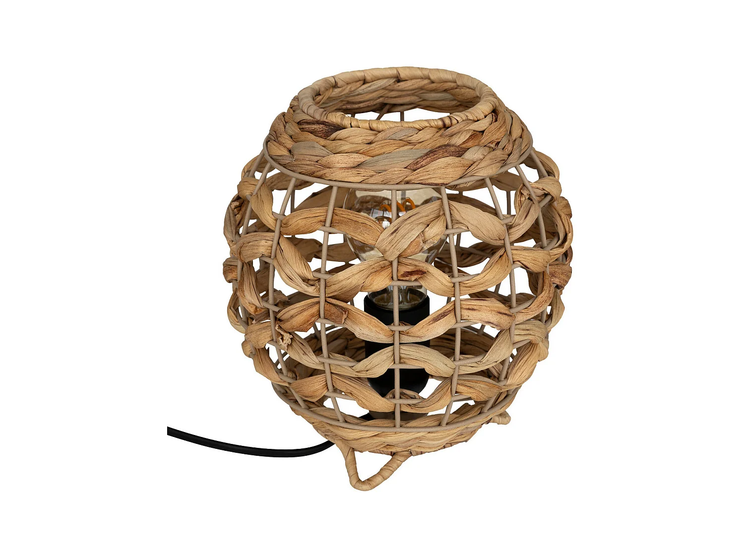 Lampe à poser en métal et fibre naturelle H 20 cm
