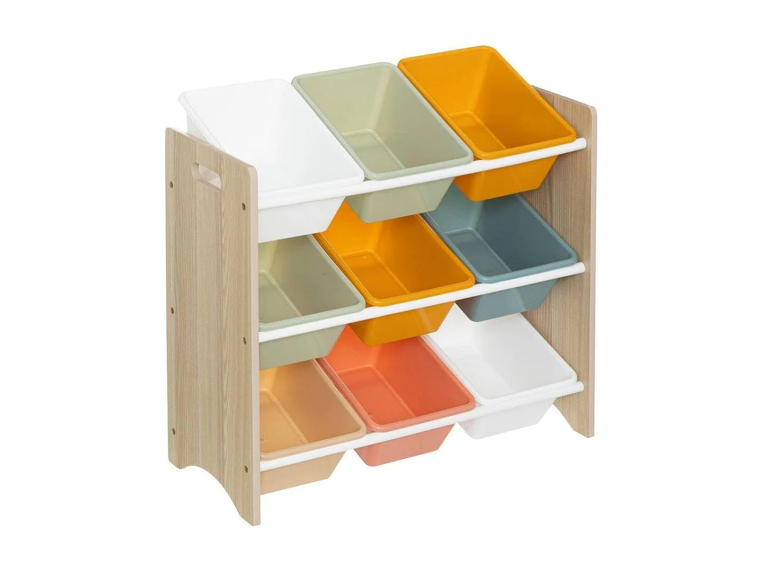 Prateleira Infantil Play 9 Bandejas Carvalho Branco 60x66x30 cm