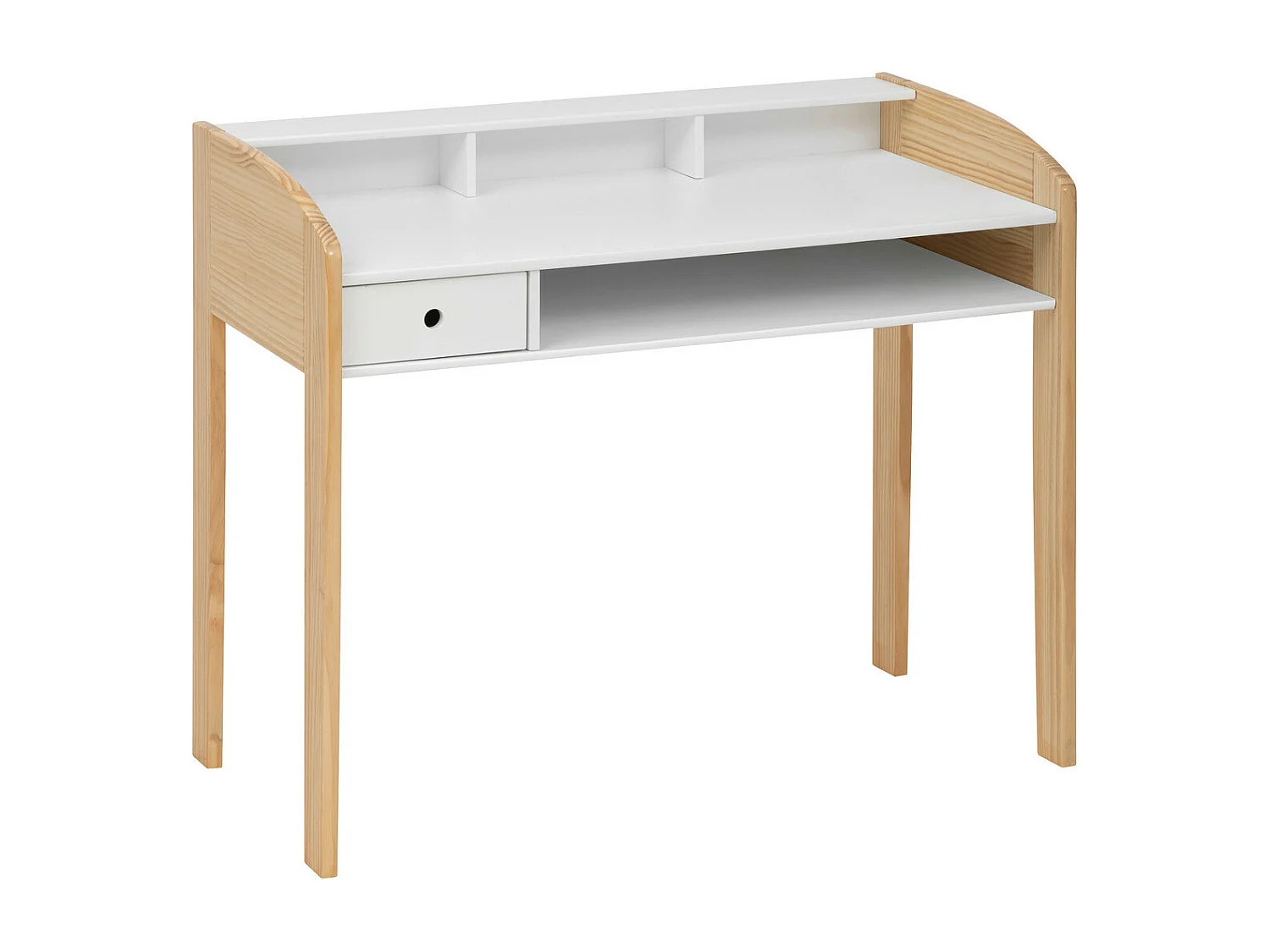 Bureau enfant primaire en Bois Blanc et Naturel H 85 cm