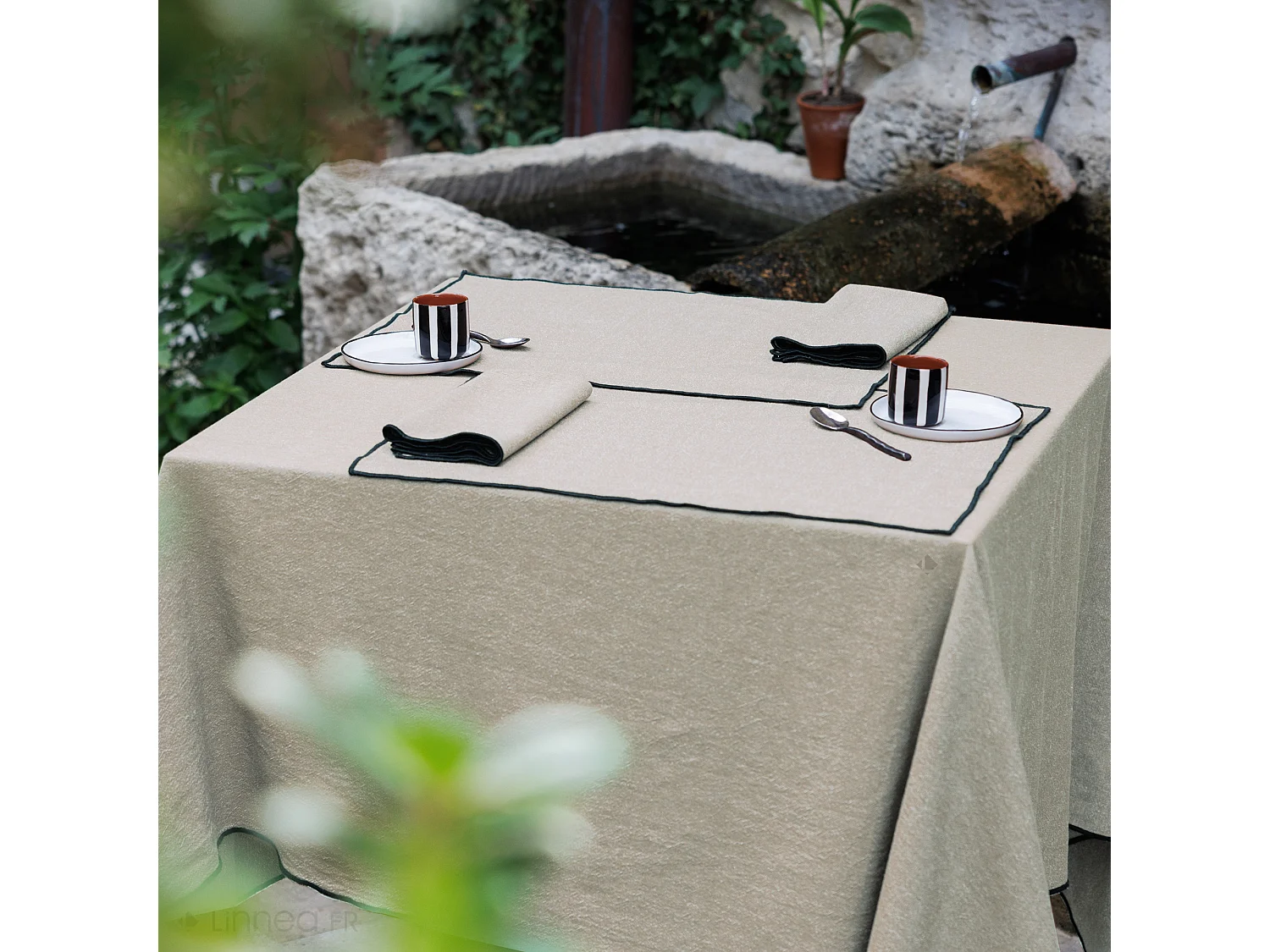 Tablier de cuisine double poche 70x90 cm coton HONO blanc Naturel