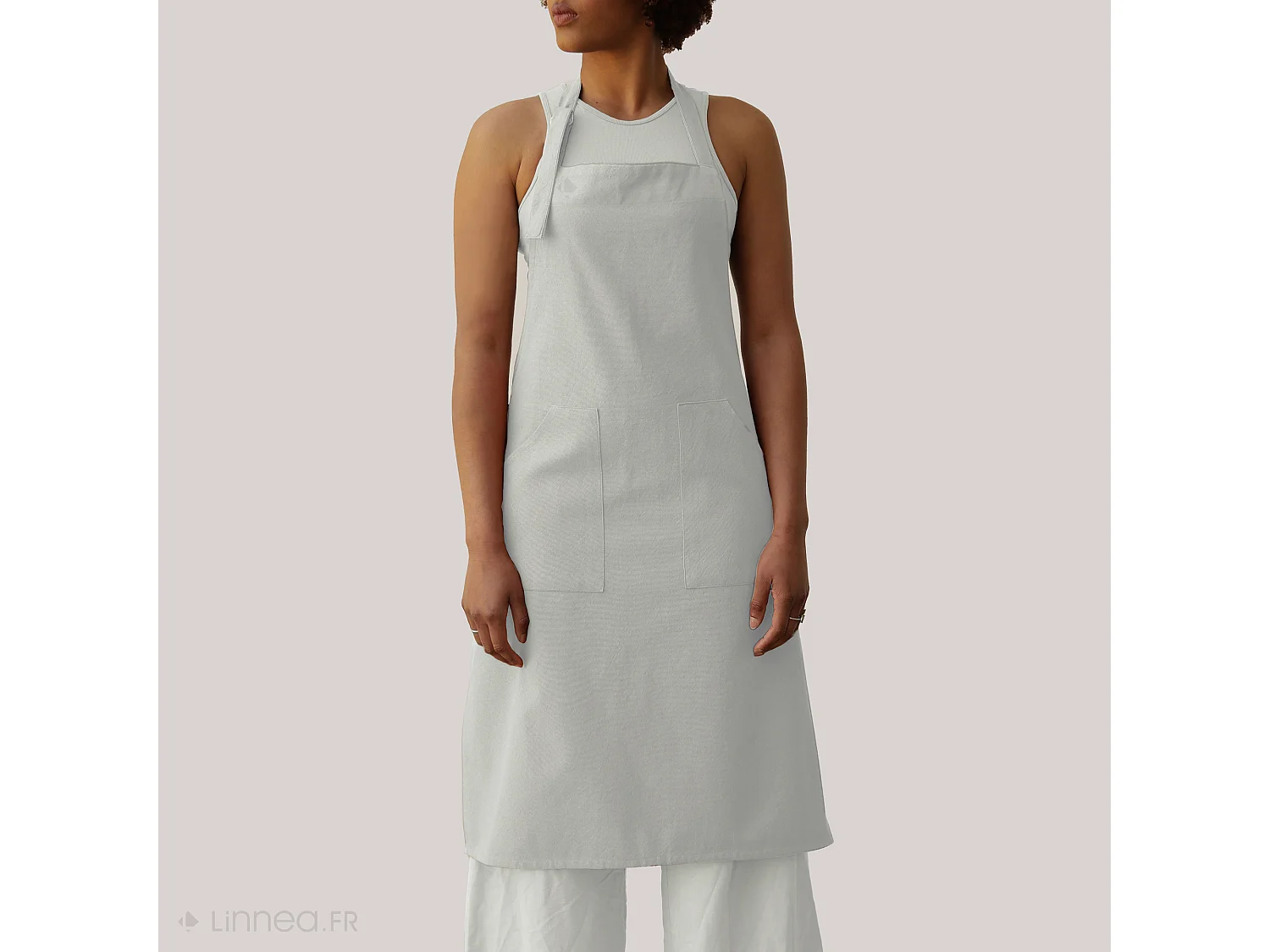 Tablier de cuisine double poche 70x90 cm coton HONO blanc Naturel