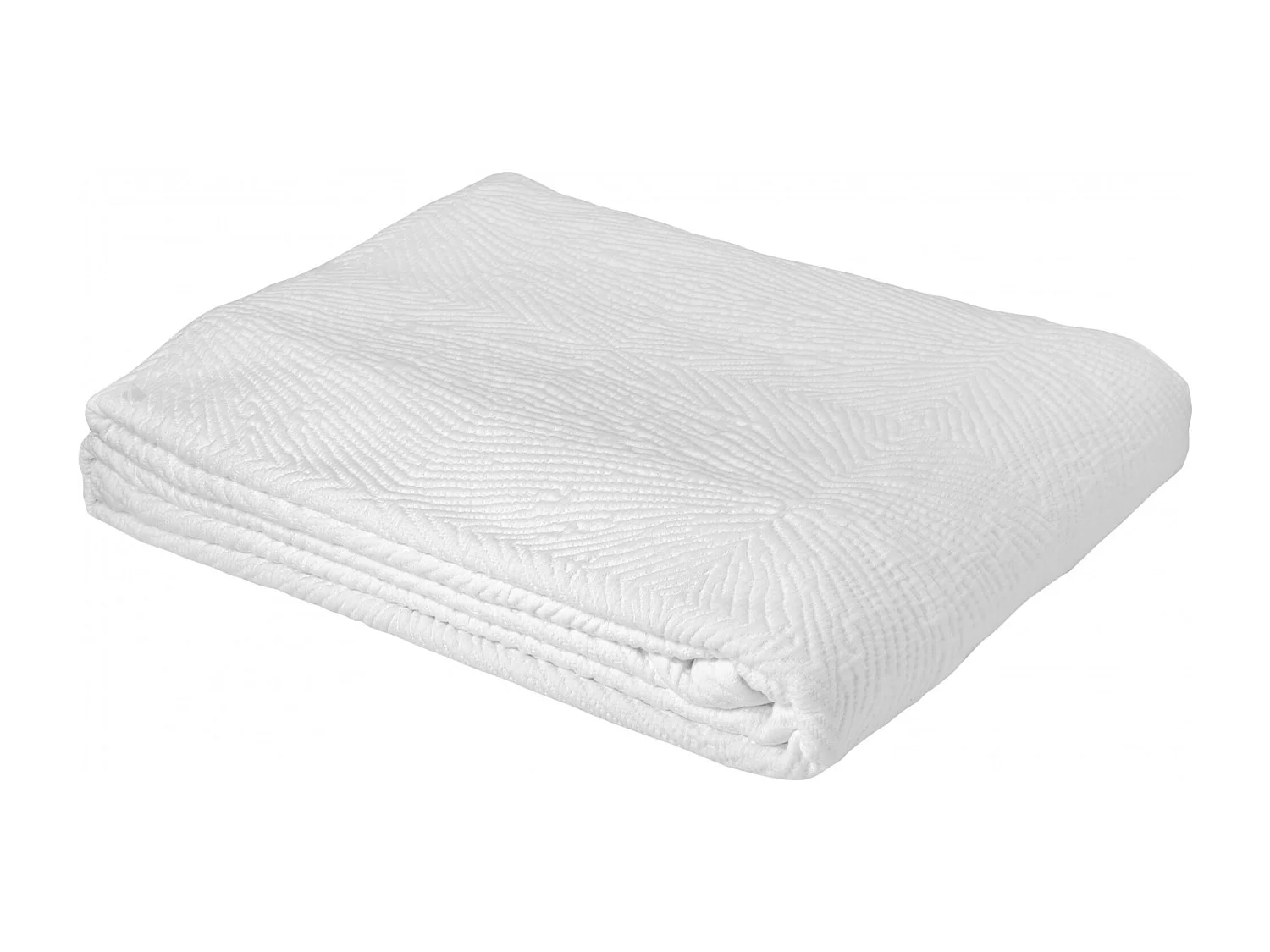 Dessus de lit 230x250 cm TOSCANE coton stone-washed blanc gaufré