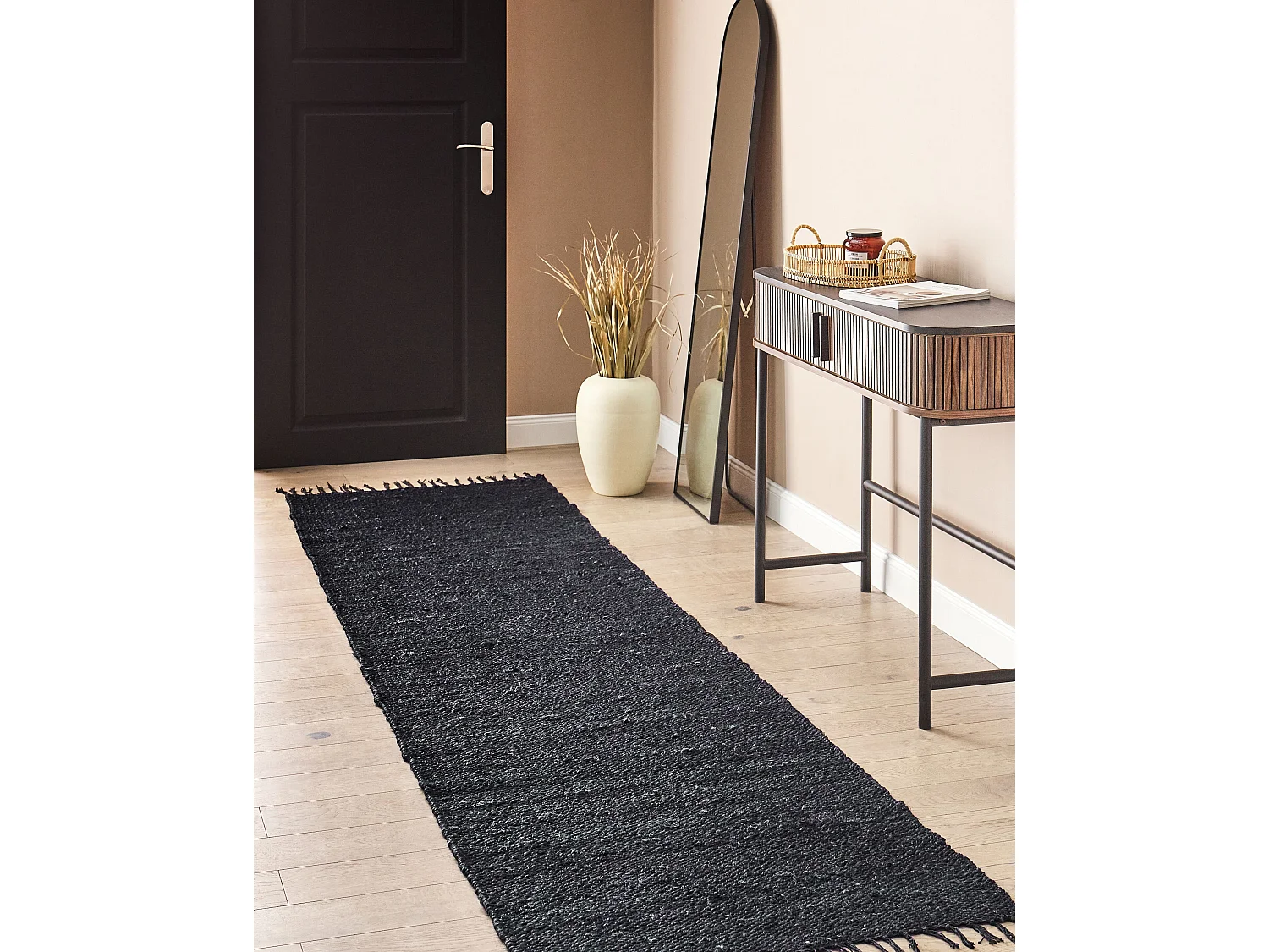 Vloerkleed jute zwart 80 x 300 cm SINANKOY