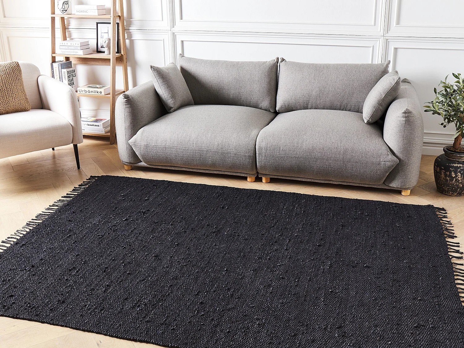 Rug SINANKOY Black 160 x 230 cm Jute
