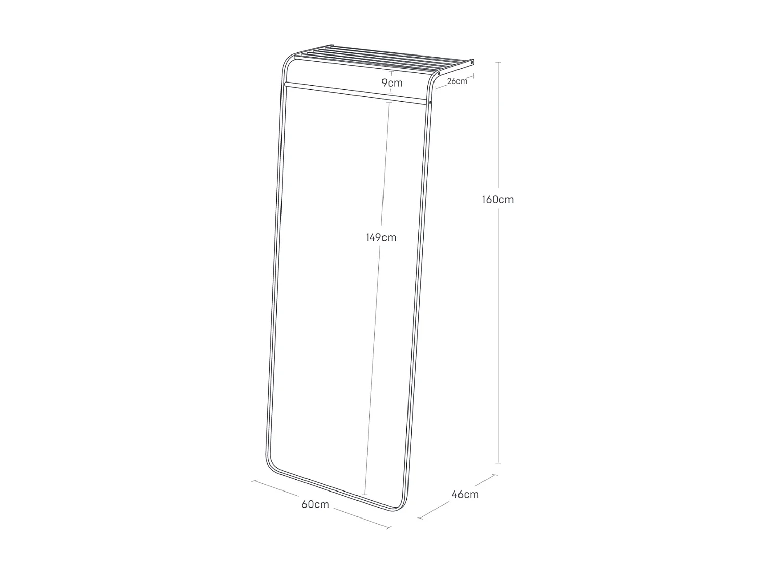 Porte-manteau incliné avec étagère H160 cm - TOWER