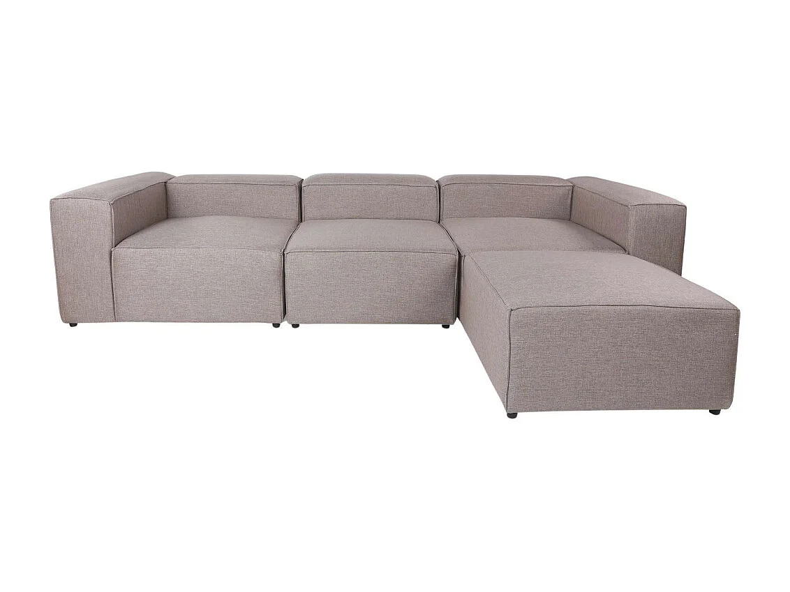 Canapé d'angle à droite Biglo Tissu Marron clair