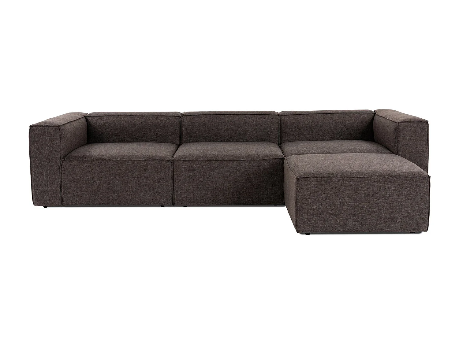 Canapé d'angle à droite Biglo Tissu Marron foncé
