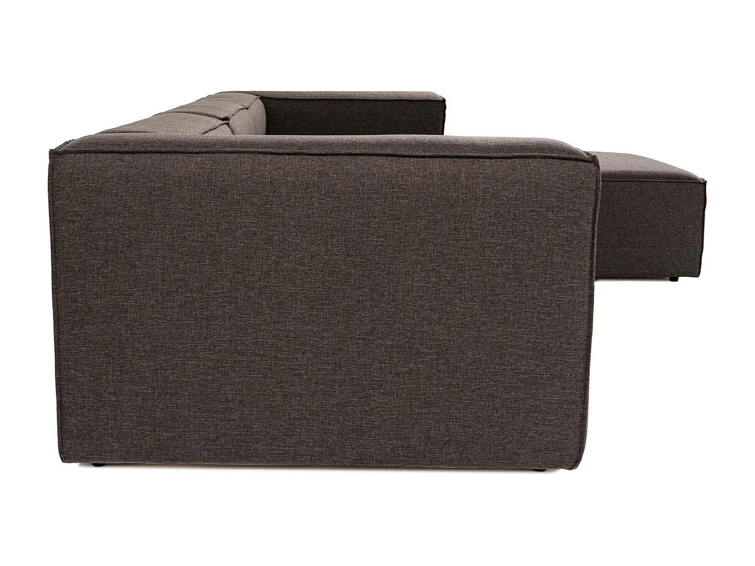 Canapé d'angle à droite Biglo Tissu Marron foncé