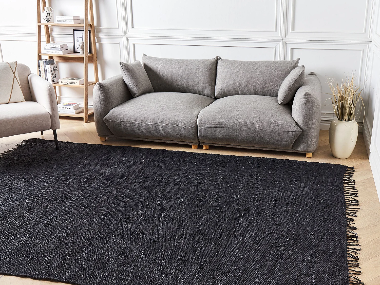 Teppich SINANKOY 200 x 300 cm Jute Schwarz