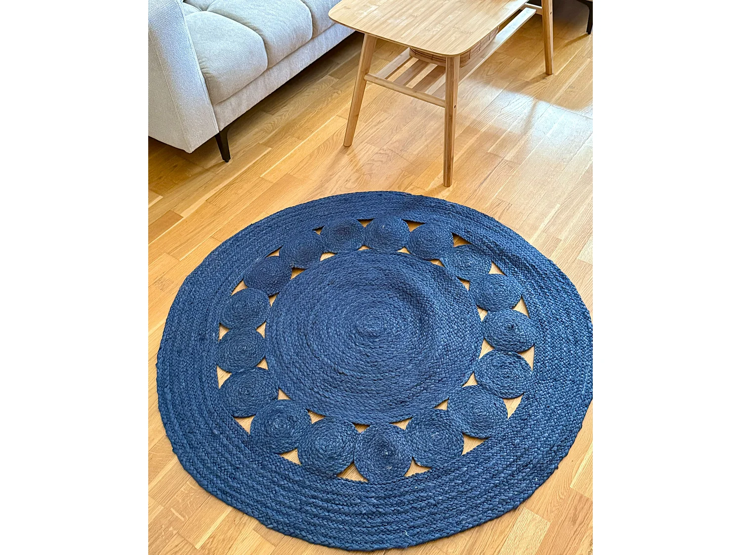 Tapis KOYUNLU ø 120 cm Jute Bleu foncé