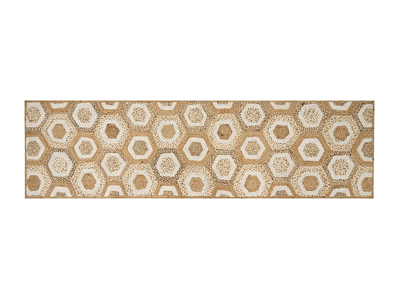 Teppich Jute beige rechteckig 80x300 cm geometrisches Muster Kurzflor Basoren
