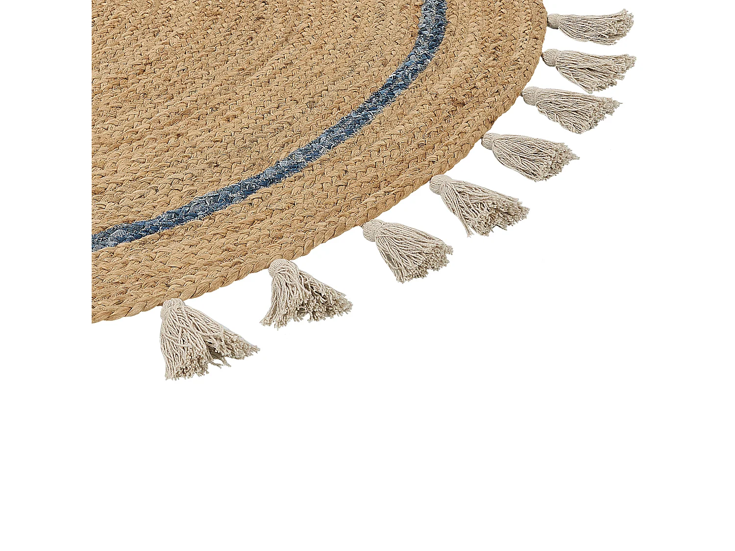 Vloerkleed OBAKOY ø 140 cm Jute Blauw