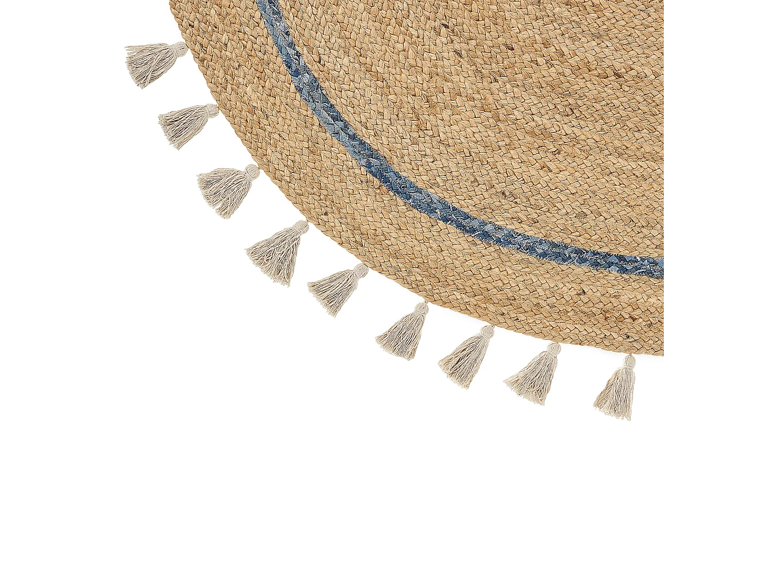 Vloerkleed OBAKOY ø 140 cm Jute Blauw