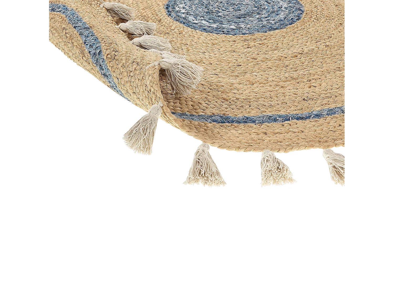 Vloerkleed OBAKOY ø 140 cm Jute Blauw