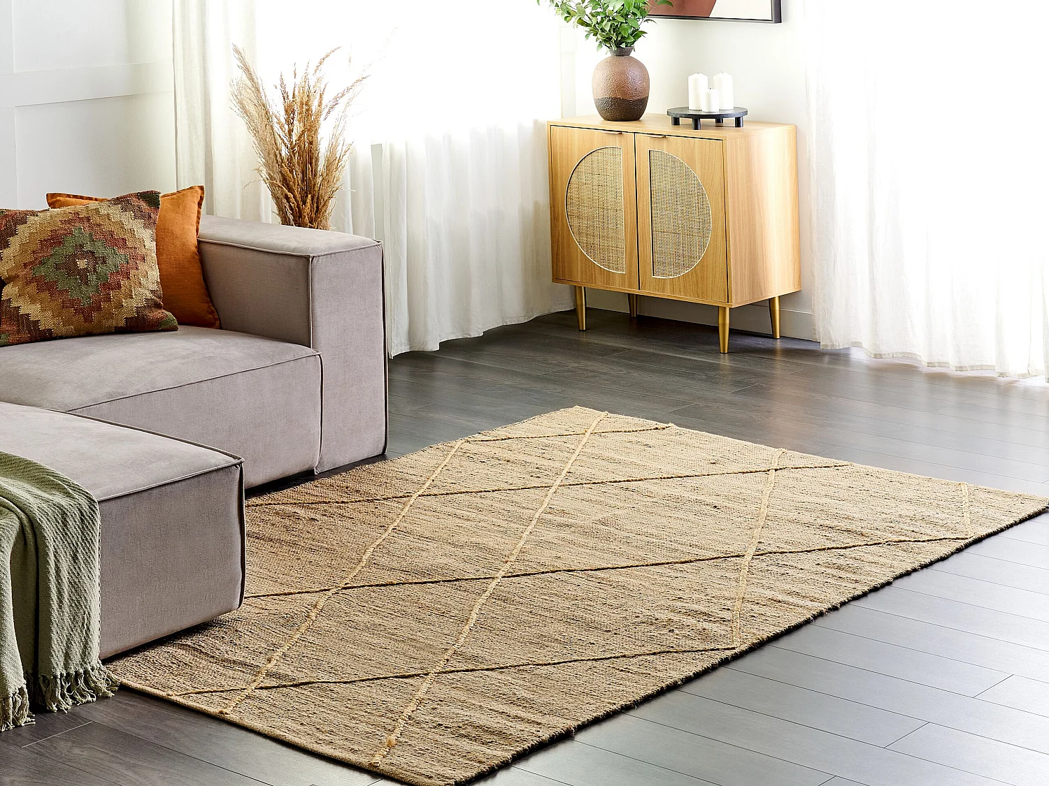Alfombra YUVACIK 160 x 230 cm Yute Beige