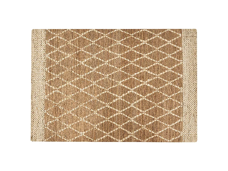 Teppich Jute beige rechteckig 160x230cm geometrisches Muster Kurzfor Boho Zorava