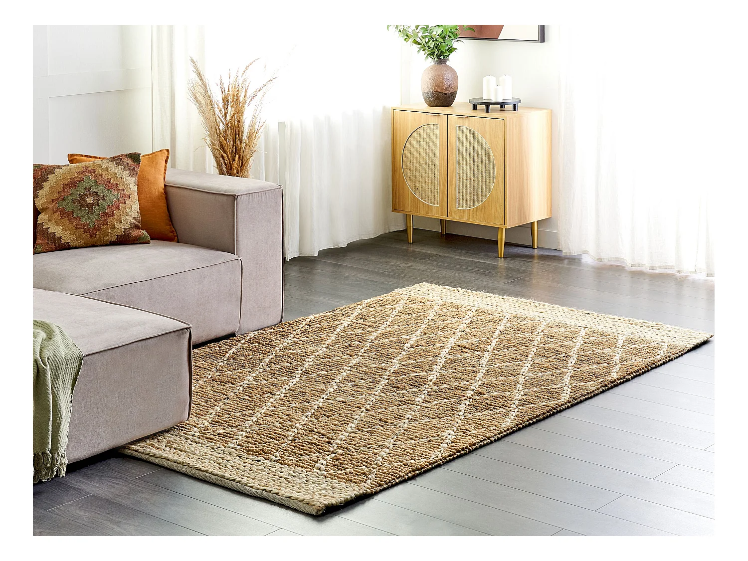 Vloerkleed ZORAVA 160 x 230 cm Jute Beige