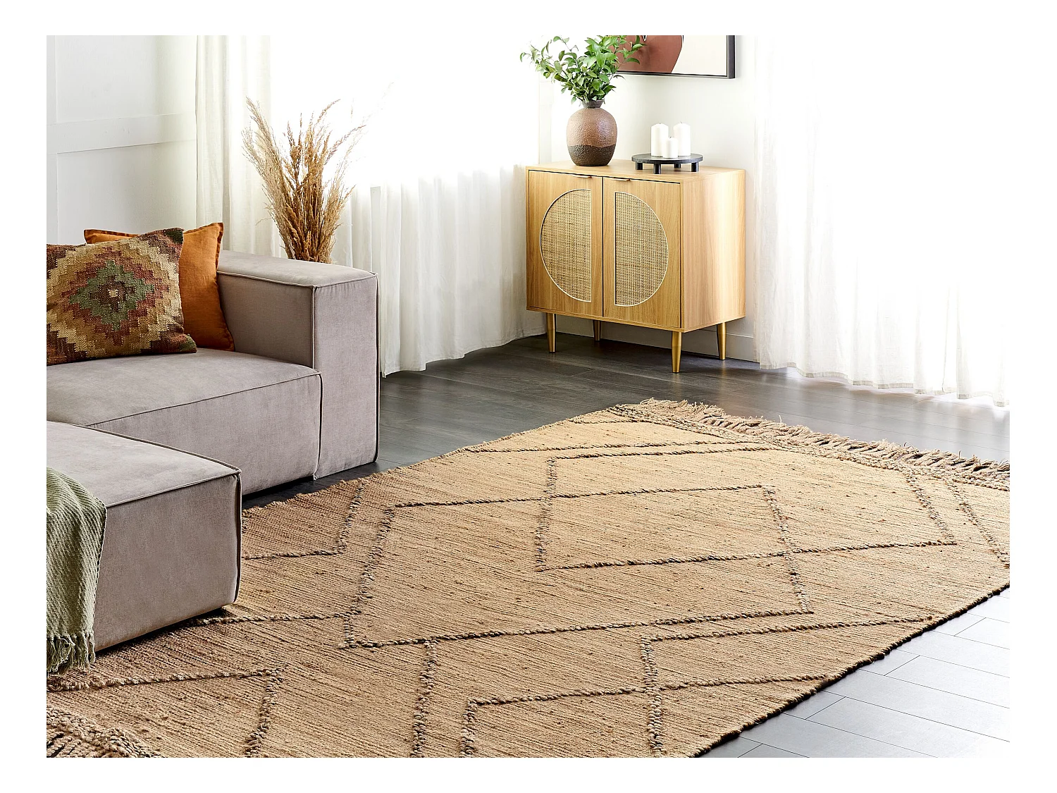 Vloerkleed HANDERE 200 x 300 cm Jute Beige