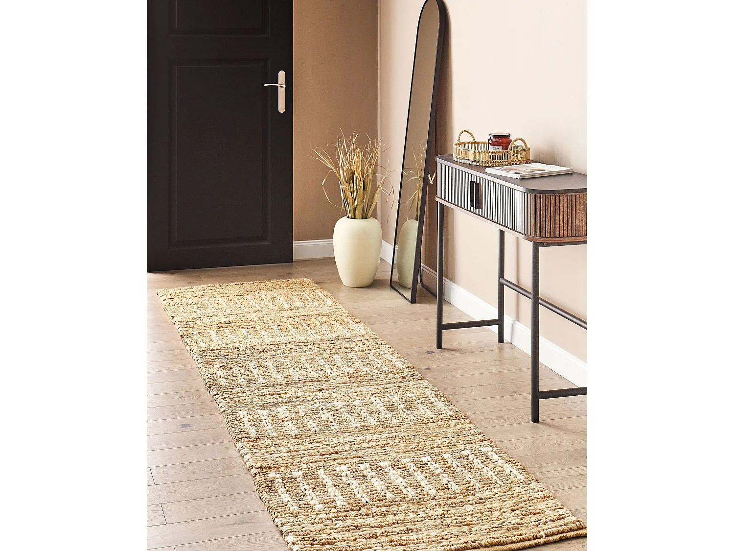 Vloerkleed jute beige 80 x 300 cm KAMBERLI