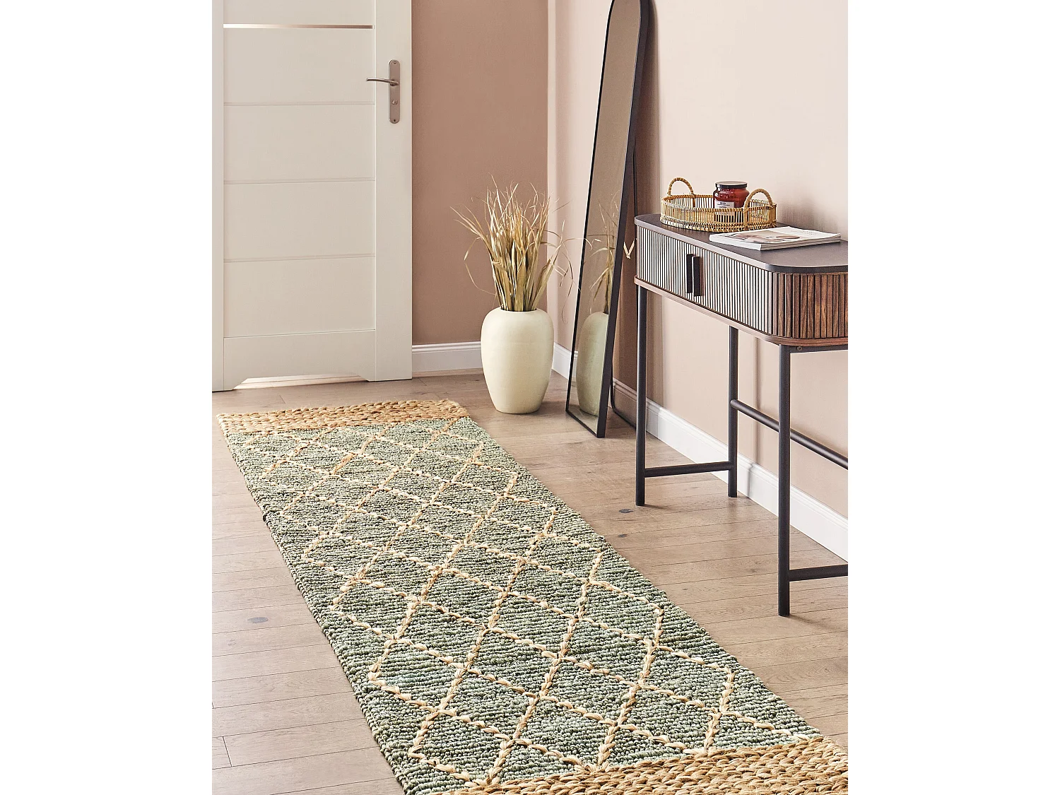 Dywan z juty 80 x 300 cm zielony z beżowym TELLIKAYA