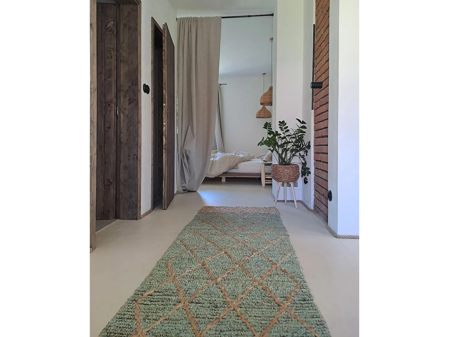 Vloerkleed jute groen/beige 80 x 300 cm TELLIKAYA