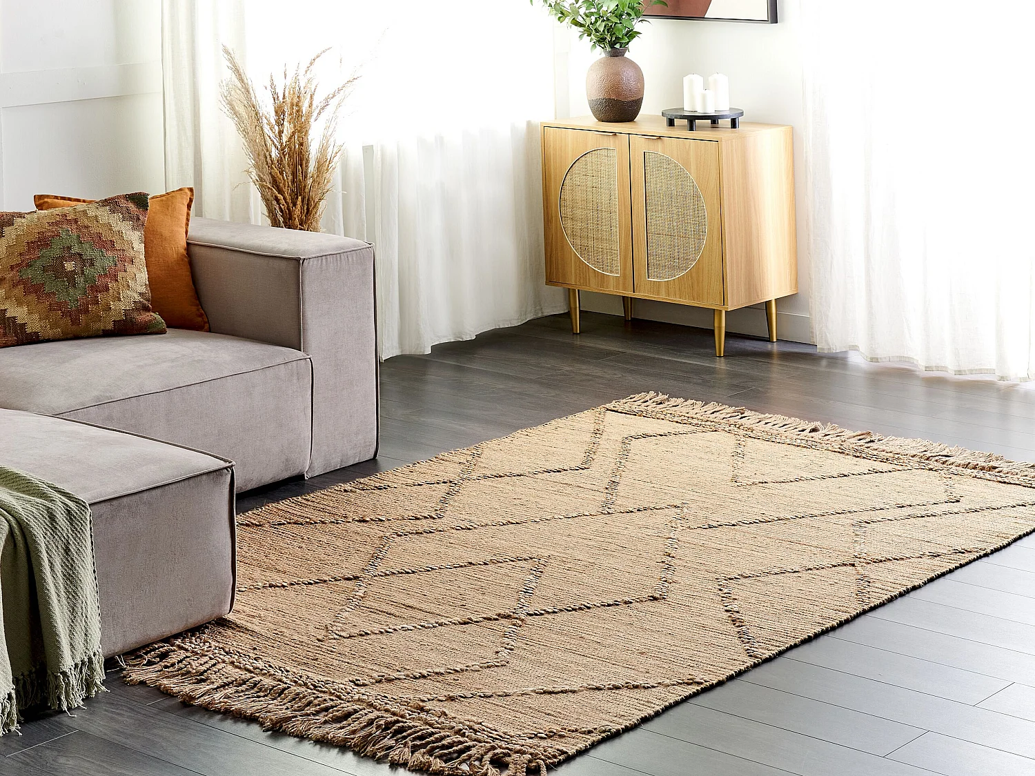 Alfombra HANDERE 160 x 230 cm Yute Beige