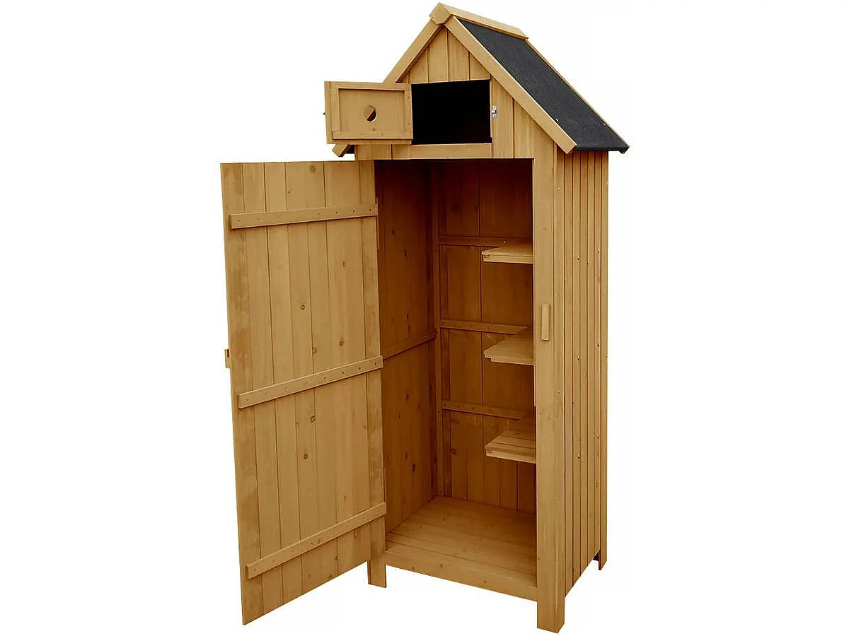 Tuinkast houten tuin berging "Cabanon" - 77 x 54,5 x 179 cm - Bruin - kastanjebruin