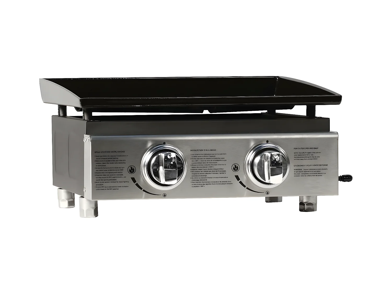 Chapa a gás "Presto 2" - 2 queimadores - Superfície de cozimento de 46 x 39,5 cm - Cinza