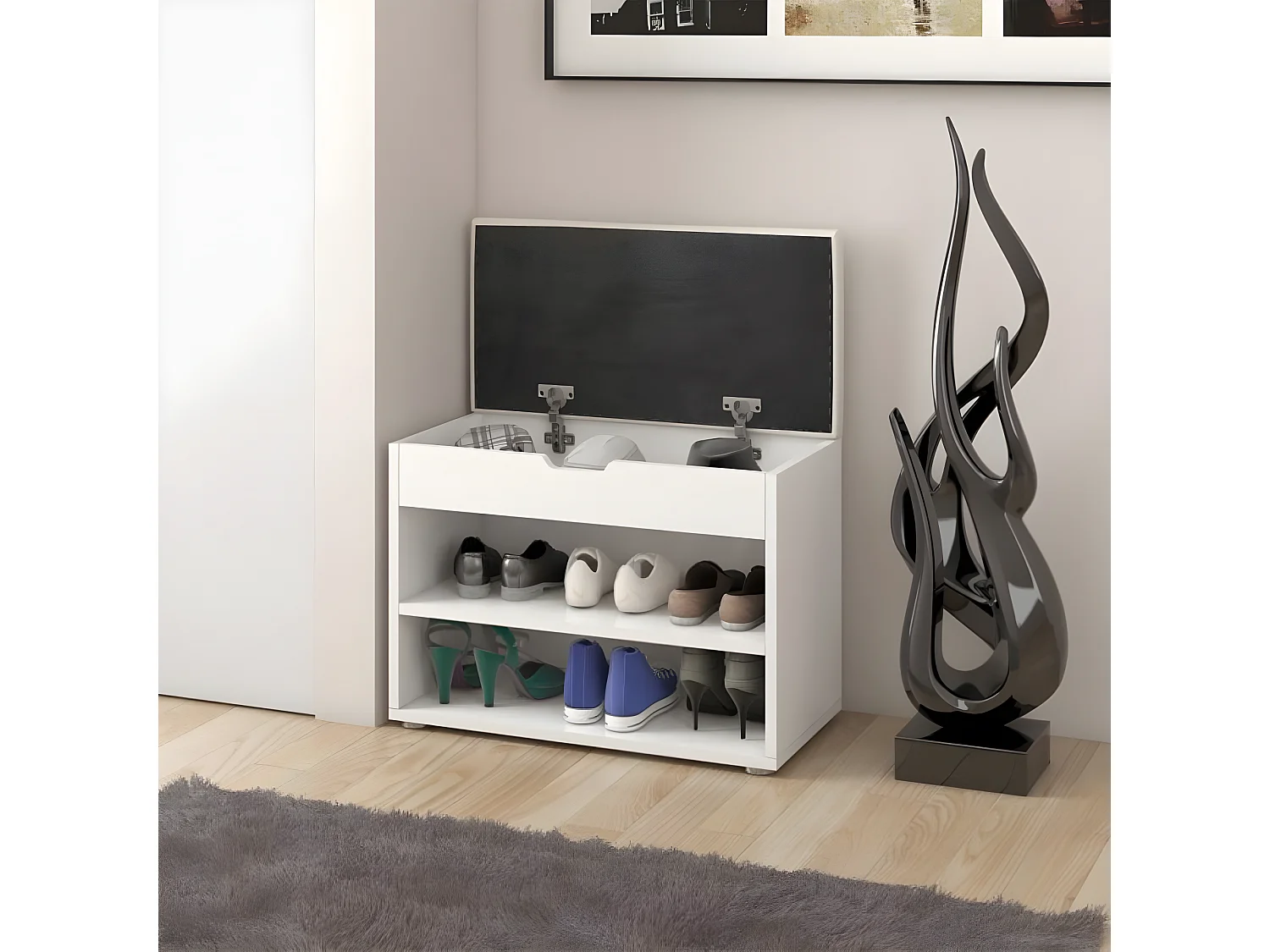 Stojak na buty - MDF - biały - VALIS