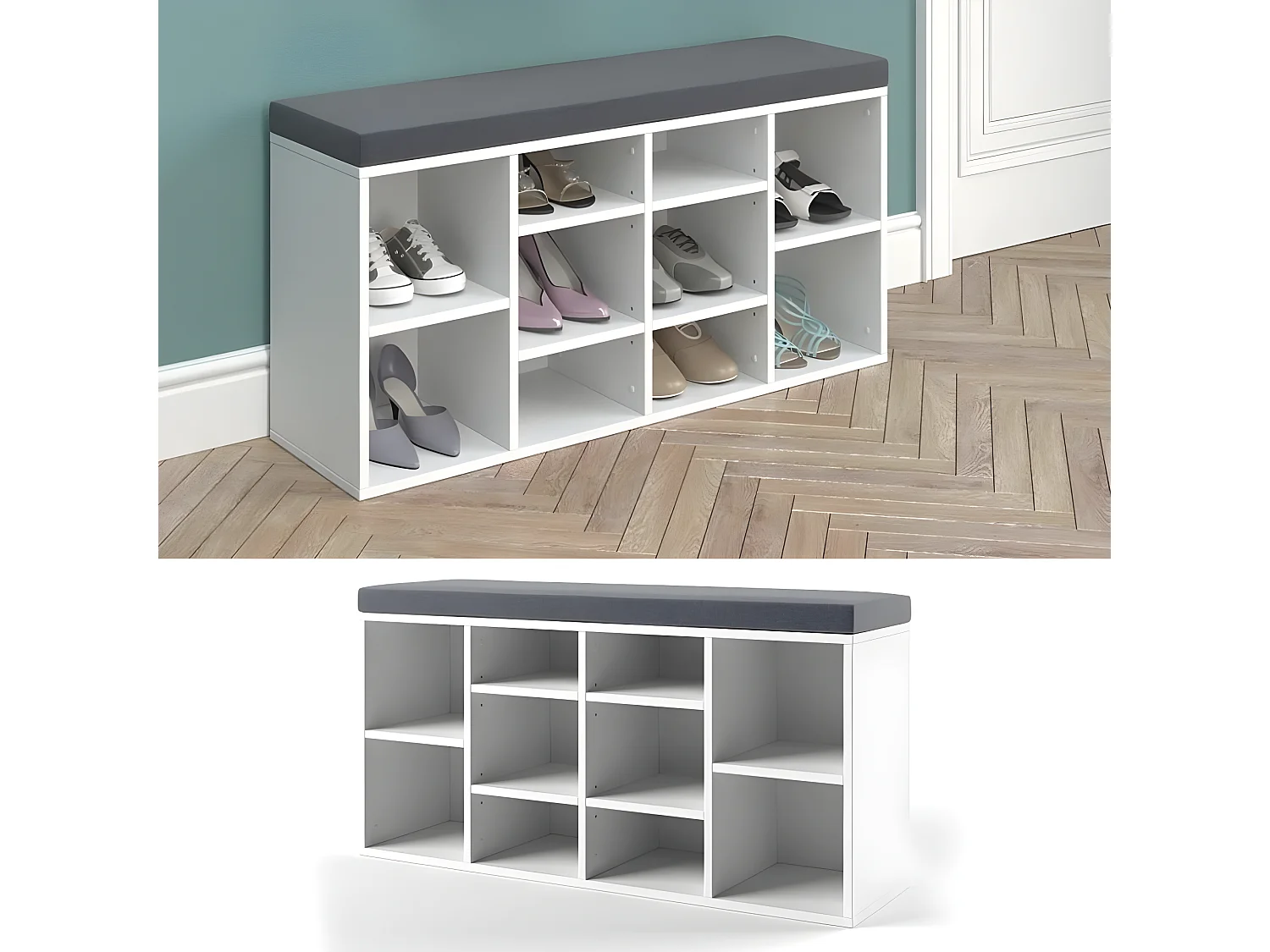 Étagère à chaussures - aggloméré - blanc - STAT