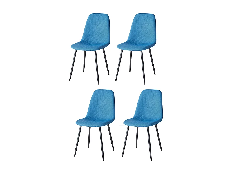 Set di 4 sedie da pranzo - tessuto e metallo nero - grigio - DEREK