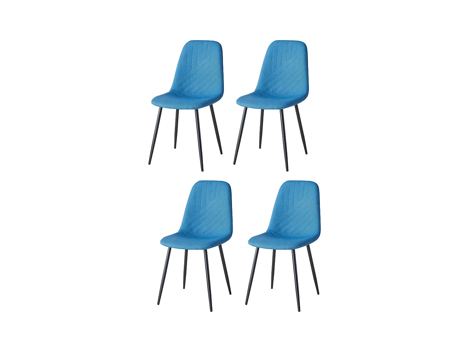 Esstuhl 4er-set - Stoff & schwarzes metal - Grau - DEREK