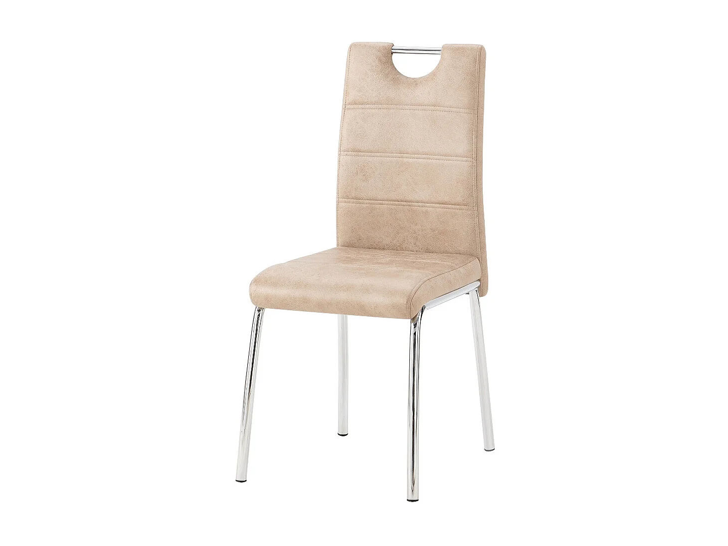 Lot de 4 chaises de salle à manger - Tissu et métal chromé - Taupe - REGINA