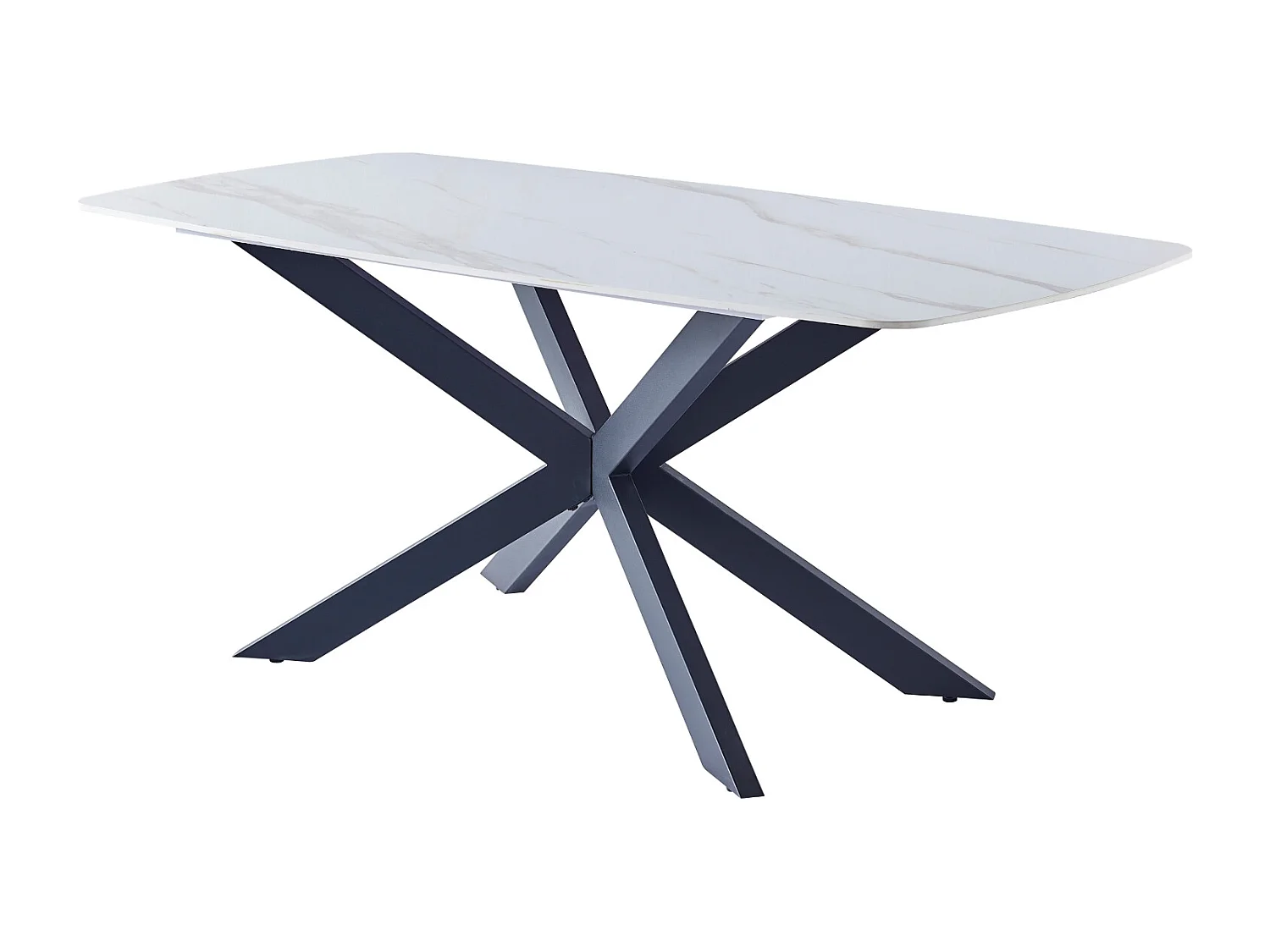 Keramische eettafel - hoogglans wit - marmerpatroon - KERENTA