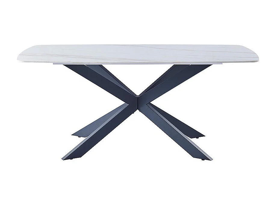 Keramische eettafel - hoogglans wit - marmerpatroon - KERENTA