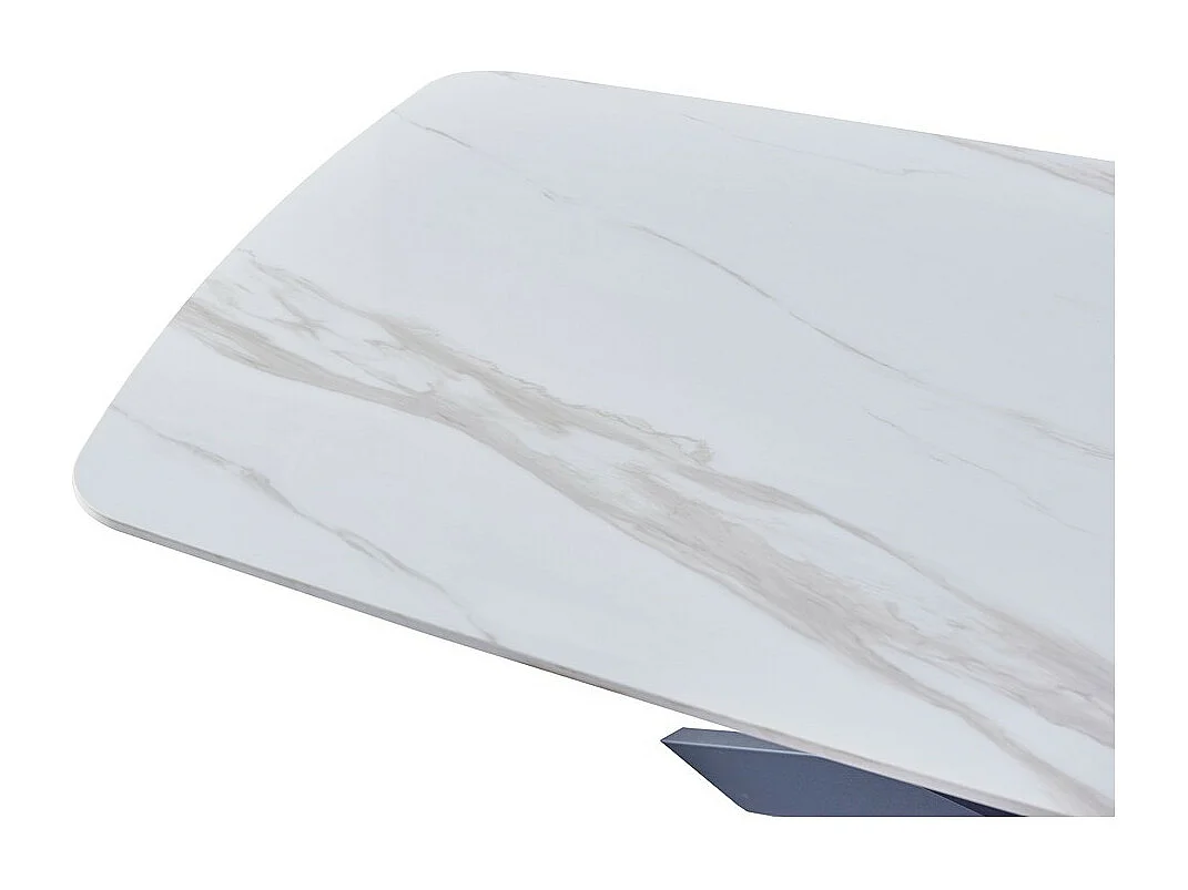 Keramische eettafel - hoogglans wit - marmerpatroon - KERENTA