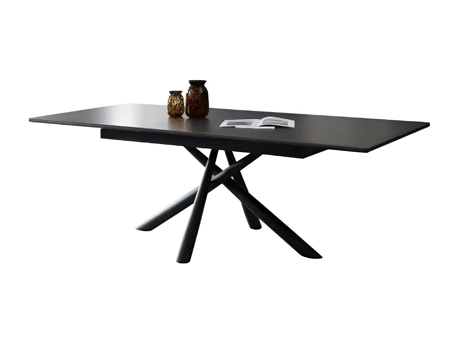 Uitschuifbare eettafel - Keramiek & Metaal - Zwart - 180-220x100 cm - NORDEN