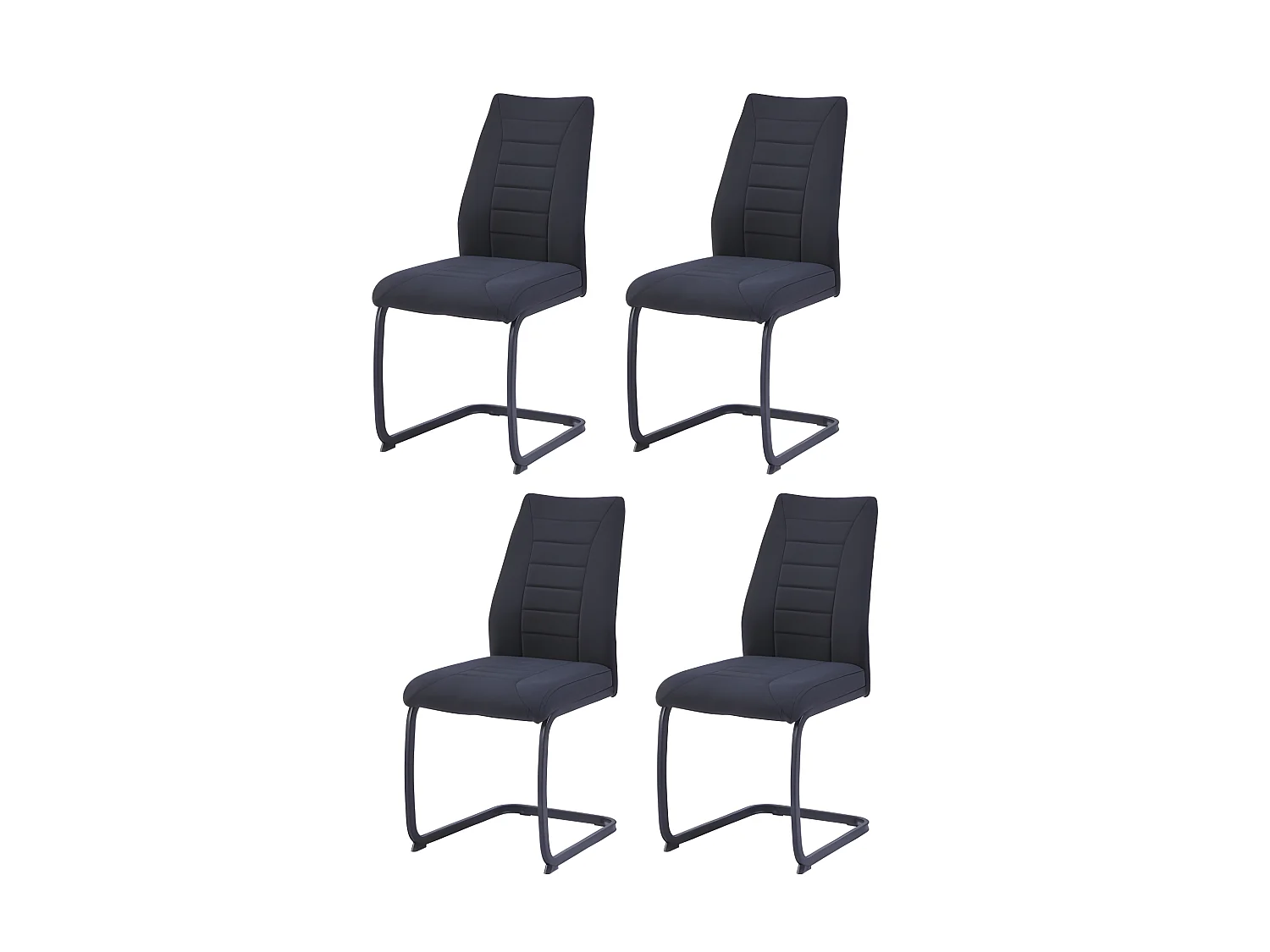 Esszimmerstuhl 4er-Set - Stoff - schwarz - MINIA