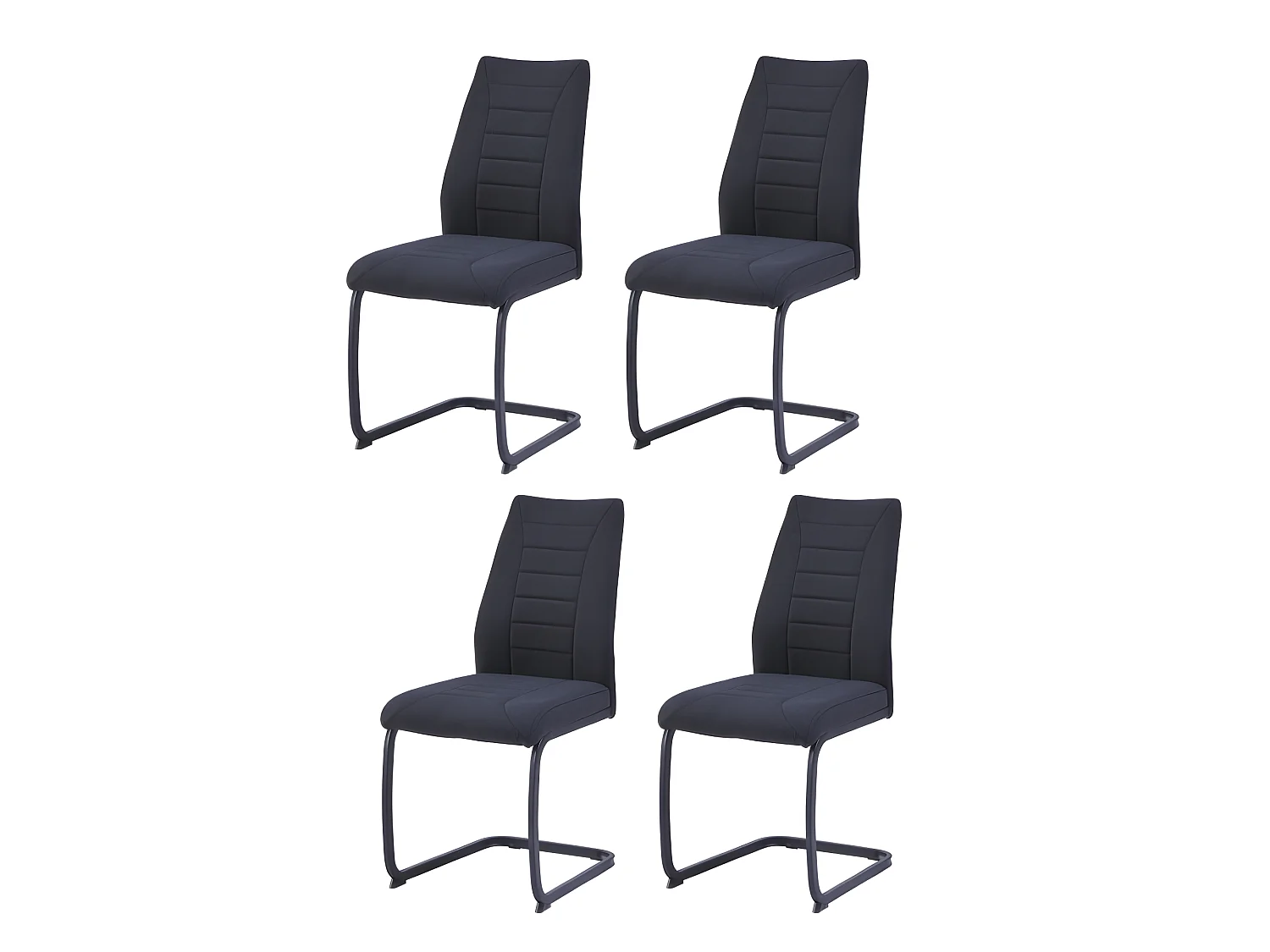 Krzesła do jadalni komplet 4 szt. - tkanina - czarne - MINIA