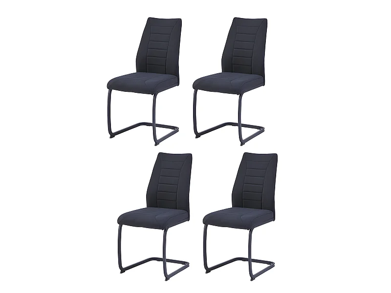 Krzesła do jadalni komplet 4 szt. - tkanina - czarne - MINIA
