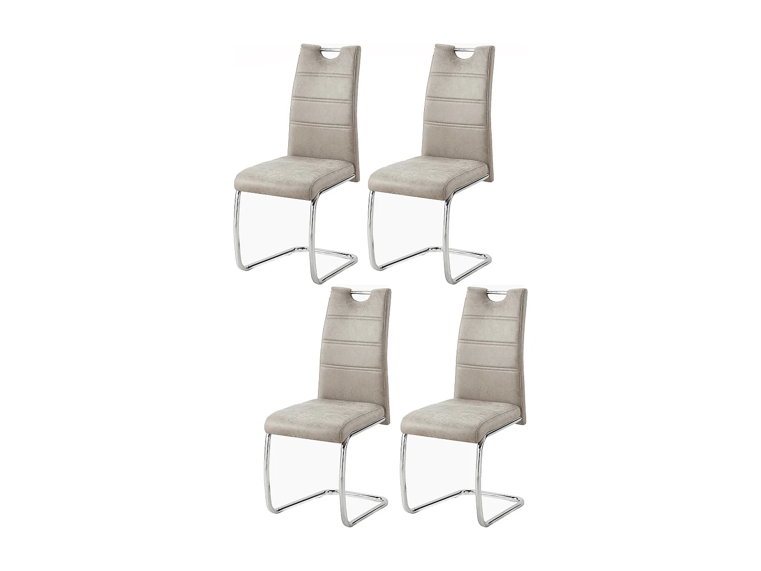 Lot de 4 chaises de salle à manger - Tissu et métal - Taupe - REGIS