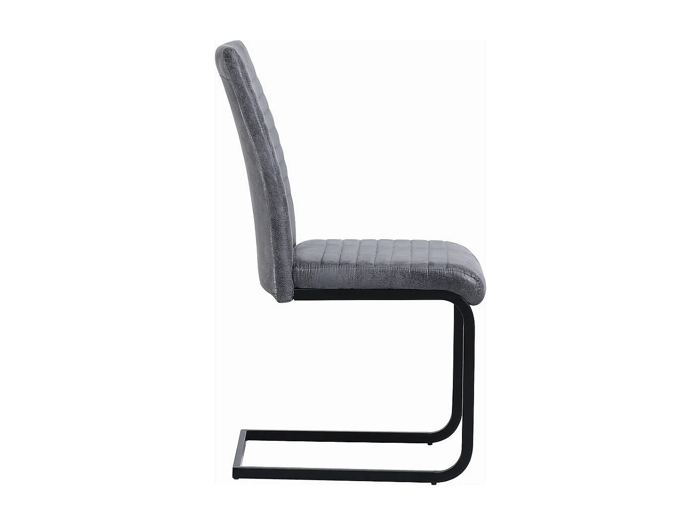 Esszimmerstuhl 4er-Set - Stoff & Schwarzes Metall - Grau - TIBER