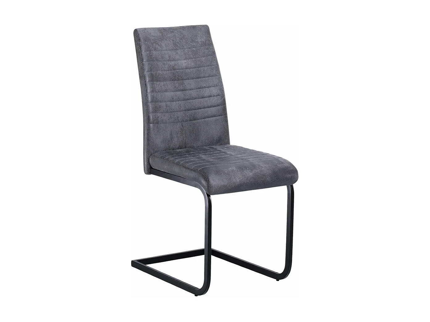 Esszimmerstuhl 4er-Set - Stoff & Schwarzes Metall - Grau - TIBER